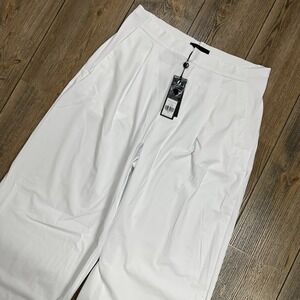 Greyson Phoenix Wide Leg Trousers White Pleated High Waist Women Size Large NWT
